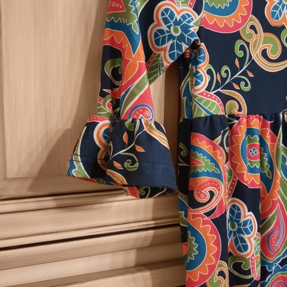 Lolly Wolly Doodle Paisley Dress - Size 7 - Bell Sleeves - Picture 3 of 4